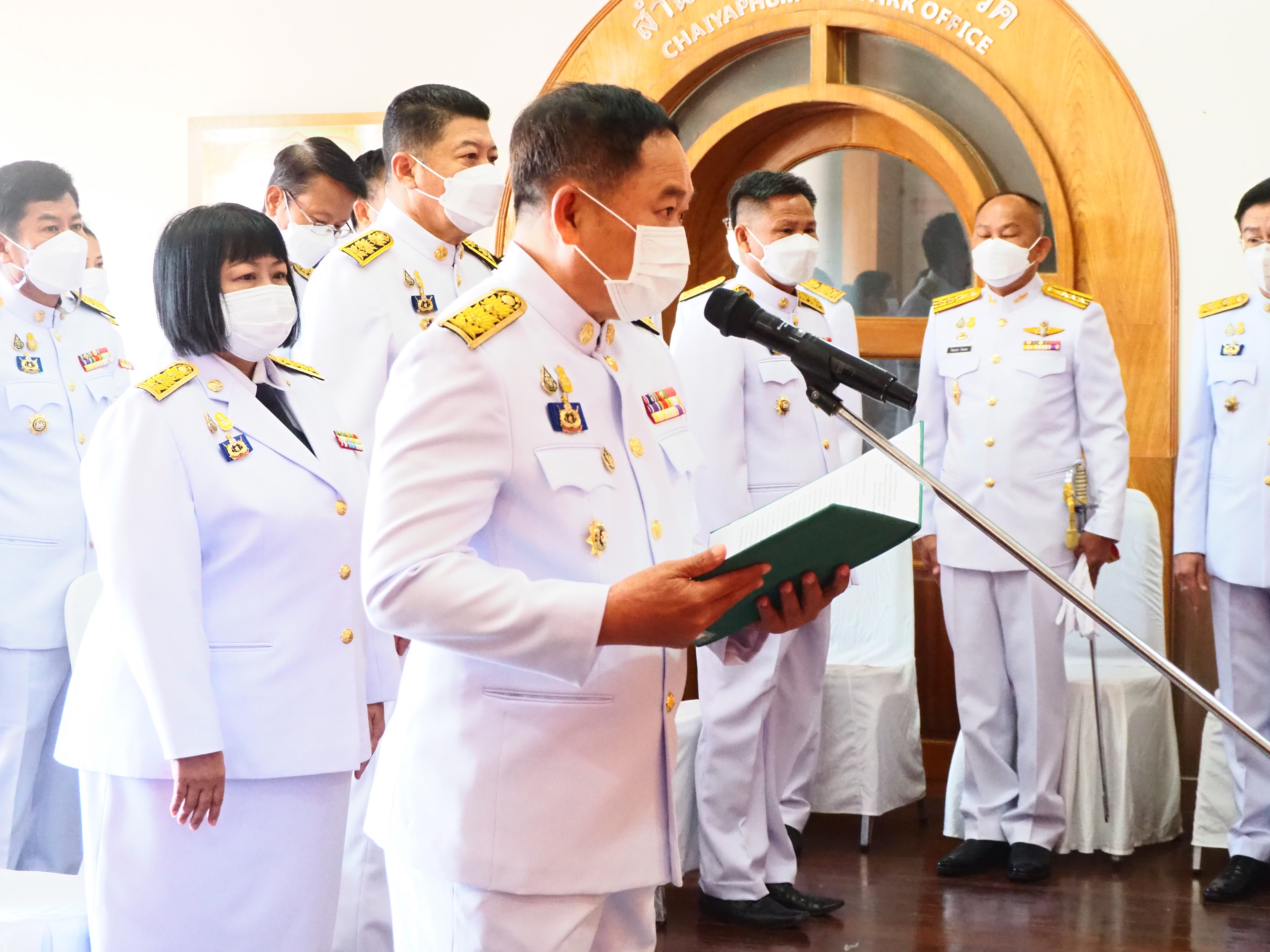 #พช_ชัยภูมิ พิธีมอบผ้าลายพระราชทาน “ผ้าขิดลายนารีรัตนราชกัญญา” ณ ศาลากลางจังหวัดชัยภูมิ (หลังเก่า)