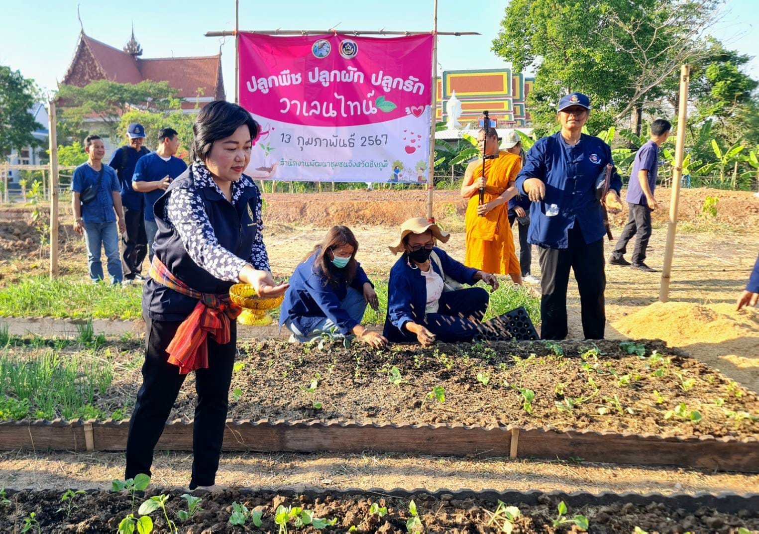ผู้ว่าราชการจังหวัดชัยภูมิ ผู้นำต้นแบบตัวอย่างที่เห็นจริง “ปลูกพืช ปลูกผัก ปลูกรัก วาเลนไทน์”